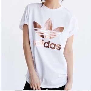 Exclusive Adidas rose gold double logo tee